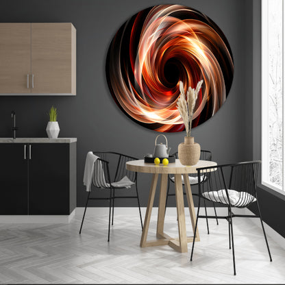 Abstracte Swirl in Zwart Wit Oranje forex muurcirkel
