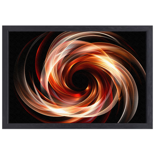 Abstracte Swirl in Zwart Wit Oranje canvas met baklijst
