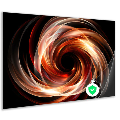 Abstracte Swirl in Zwart Wit Oranje poster