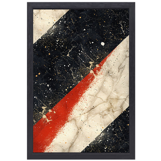 Abstract  met verfspatten op marmer canvas met baklijst