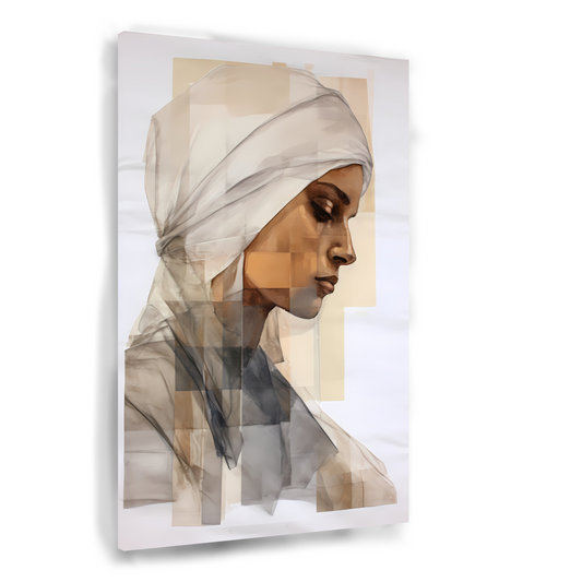 Vrouw in Gedachte met Hoofddoek canvas