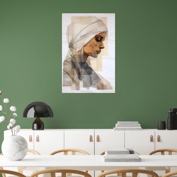 Vrouw in Gedachte met Hoofddoek poster