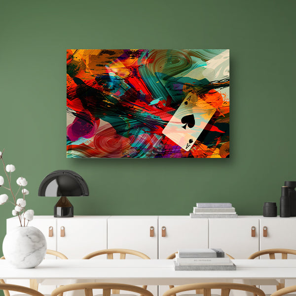 Abstracte explosie met zwevende speelkaart canvas