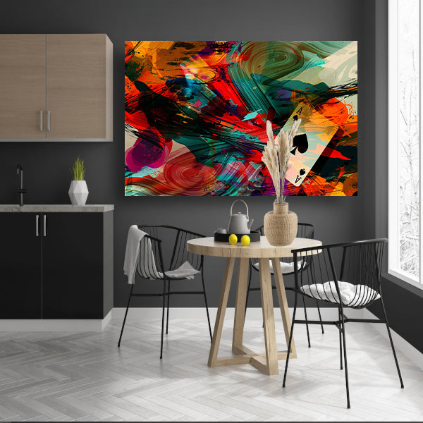 Abstracte explosie met zwevende speelkaart canvas