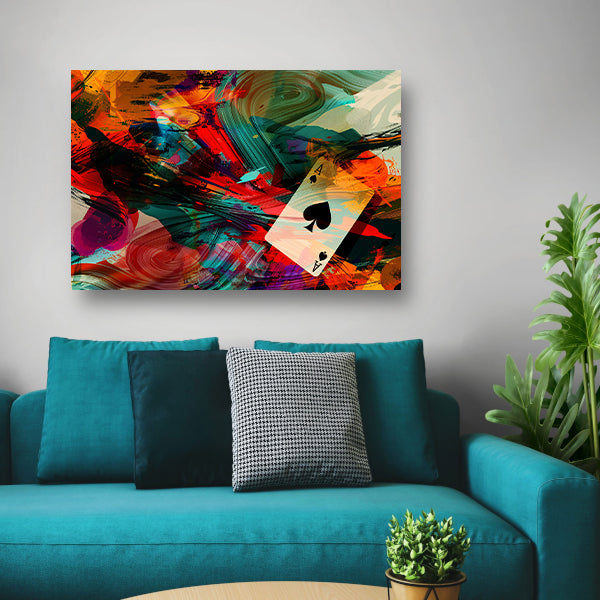 Abstracte explosie met zwevende speelkaart canvas