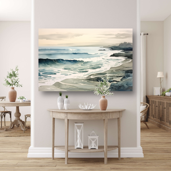 Aquarel golven abstract canvas