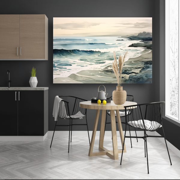 Aquarel golven abstract canvas