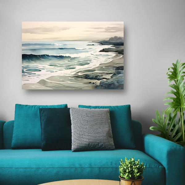 Aquarel golven abstract canvas