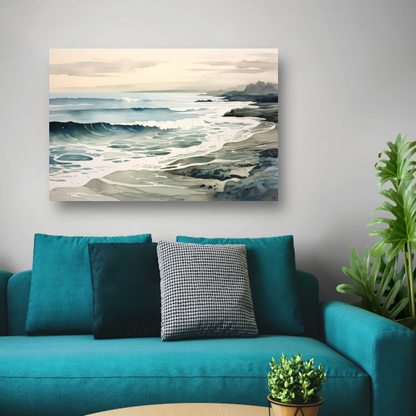 Aquarel golven abstract canvas
