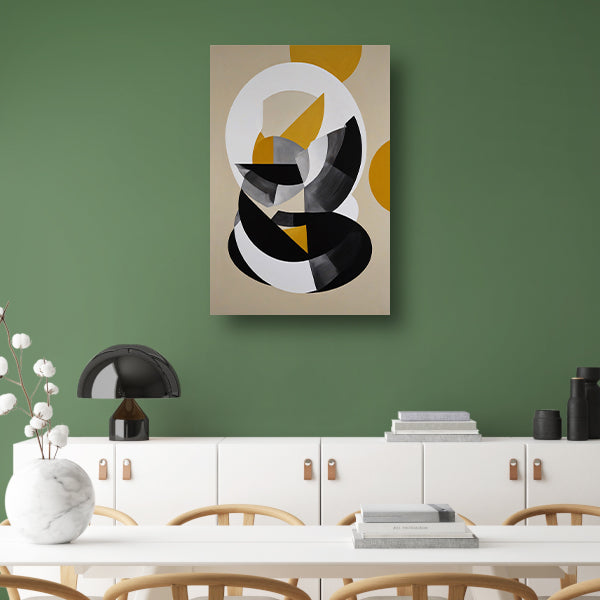 Abstract Geometrisch Spel in Zwart, Wit, Geel canvas