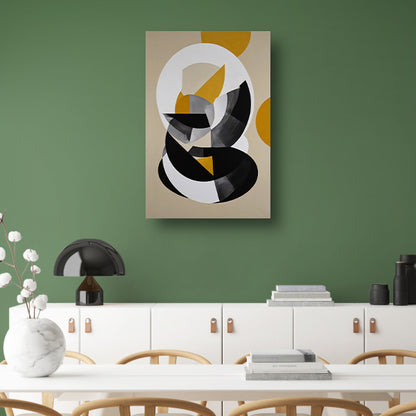 Abstract Geometrisch Spel in Zwart, Wit, Geel canvas