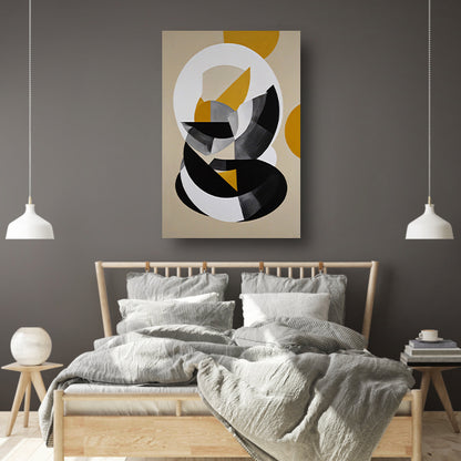 Abstract Geometrisch Spel in Zwart, Wit, Geel canvas