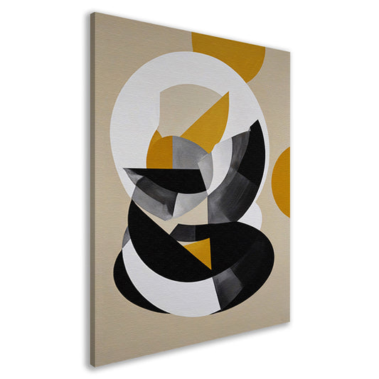 Abstract Geometrisch Spel in Zwart, Wit, Geel canvas