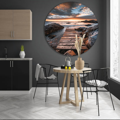 Houten Steiger Tegen Dramatische Zonsonderganghemel forex muurcirkel