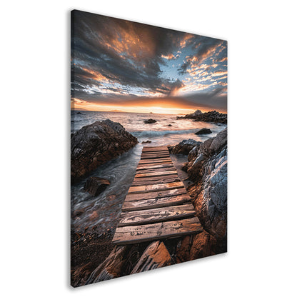 Houten Steiger Tegen Dramatische Zonsonderganghemel canvas