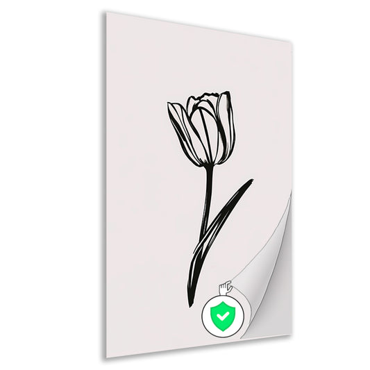 Minimalistische Zwarte Tulp op Wit poster