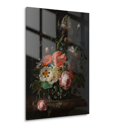 Stilleven met bloemen op een marmeren tafelblad - Rachel Ruysch Acrylglas