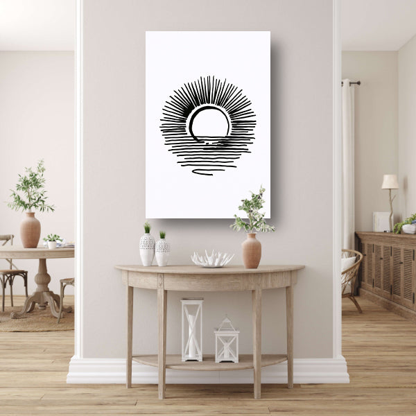 Zwarte en witte minimalistische zonsopkomst acrylglas