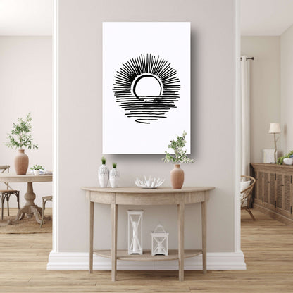 Zwarte en witte minimalistische zonsopkomst acrylglas