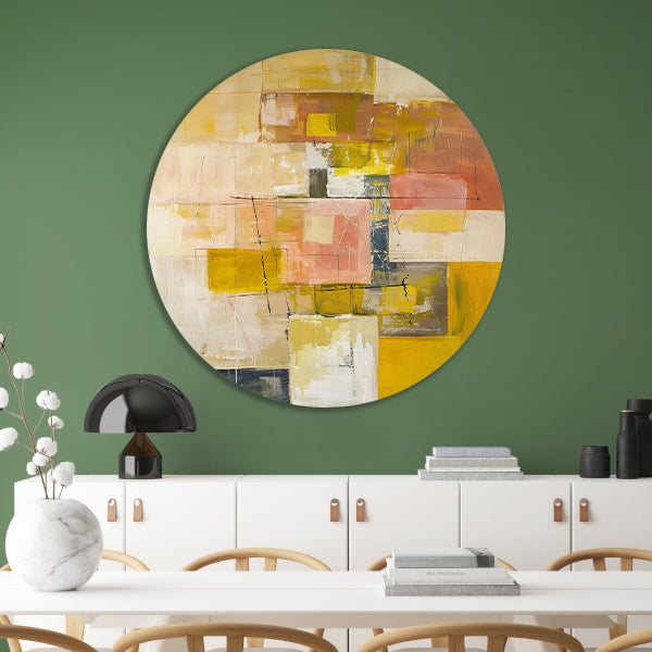 Geometrische abstractie in zachte kleurtonen forex muurcirkel