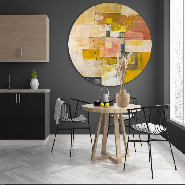 Geometrische abstractie in zachte kleurtonen forex muurcirkel