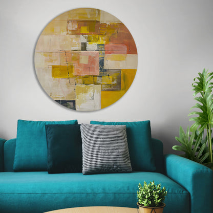 Geometrische abstractie in zachte kleurtonen forex muurcirkel
