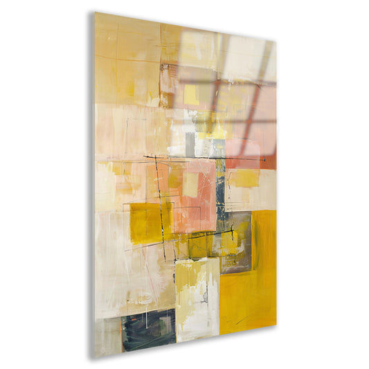 Geometrische abstractie in zachte kleurtonen acrylglas