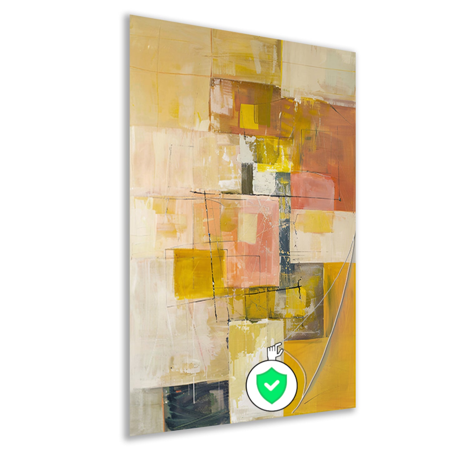 Geometrische abstractie in zachte kleurtonen poster