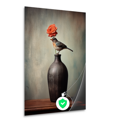 Minimalistische vaas met bloem in close-up poster