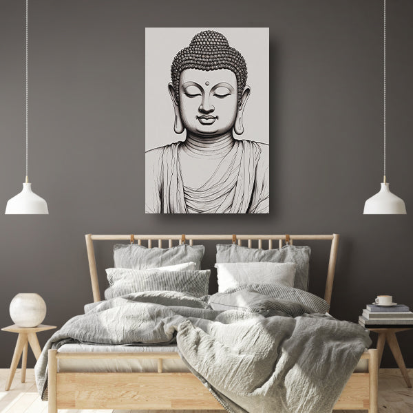 Serene Boeddha in Monochroom Gewaad canvas