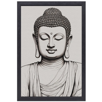 Serene Boeddha in Monochroom Gewaad canvas met baklijst