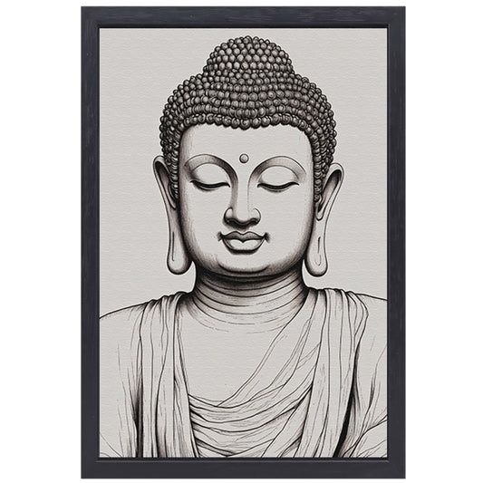 Serene Boeddha in Monochroom Gewaad canvas met baklijst