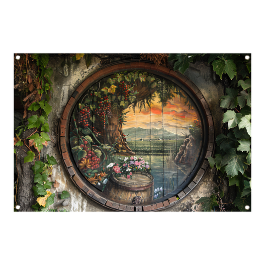 Impressionistisch Wijnvat Landschap tuinposter