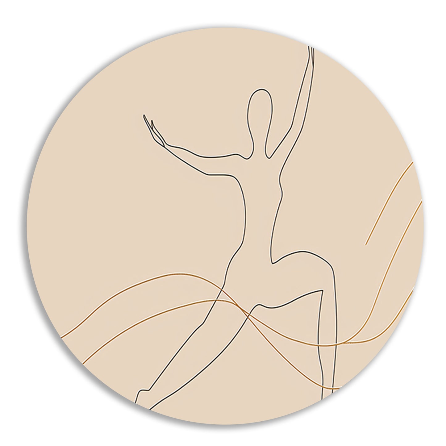 Abstracte minimalistische lijntekening van figuur aluminium muurcirkel