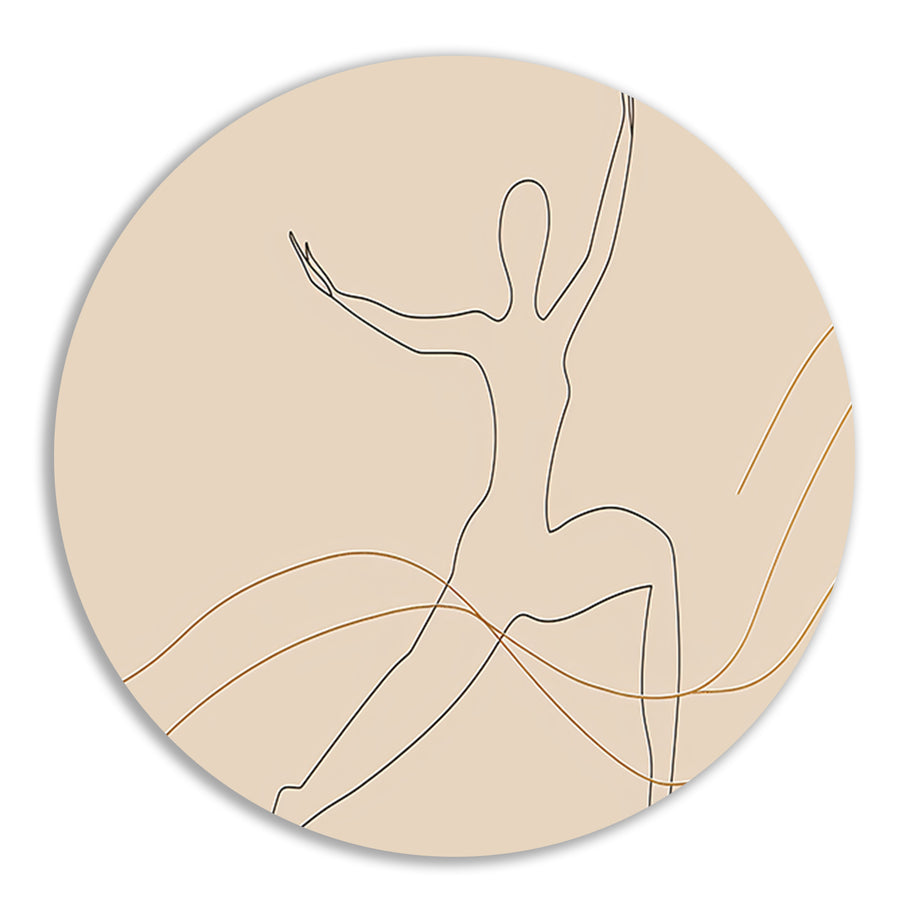 Abstracte minimalistische lijntekening van figuur aluminium muurcirkel