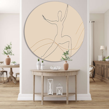 Abstracte minimalistische lijntekening van figuur aluminium muurcirkel