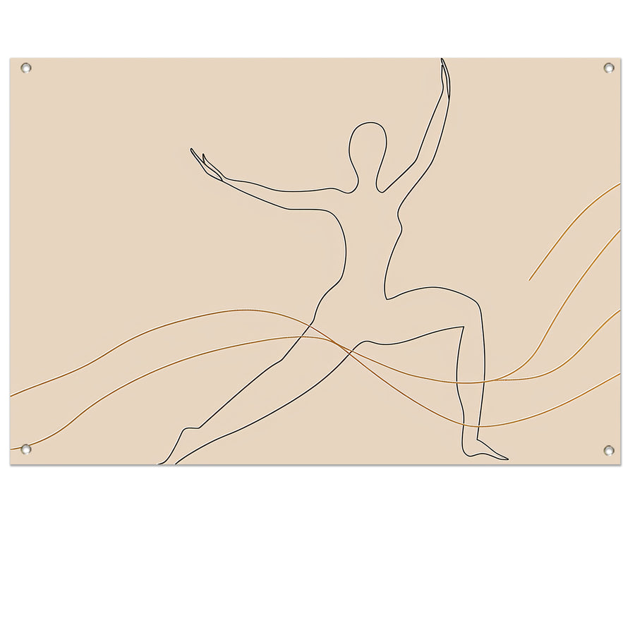 Abstracte minimalistische lijntekening van figuur tuinposter