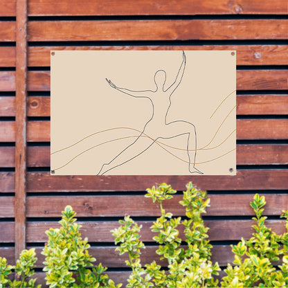 Abstracte minimalistische lijntekening van figuur tuinposter