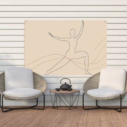 Abstracte minimalistische lijntekening van figuur tuinposter