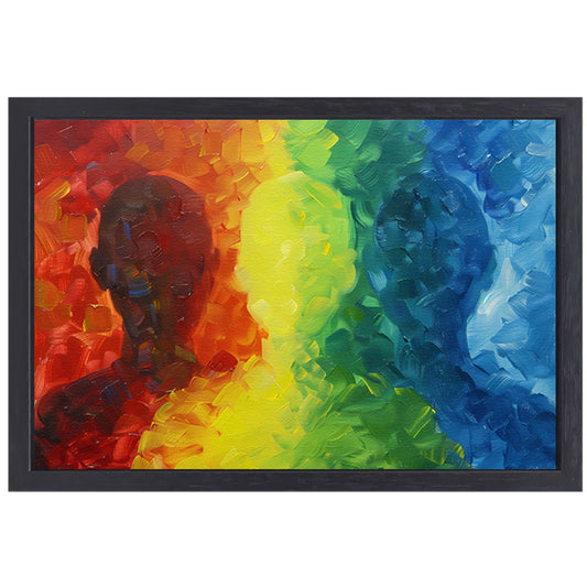 Kleurrijke abstracte silhouetten in dynamisch ontwerp canvas met baklijst