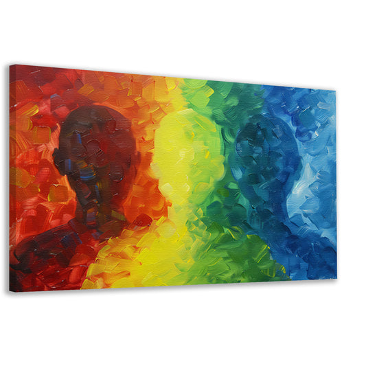 Kleurrijke abstracte silhouetten in dynamisch ontwerp canvas