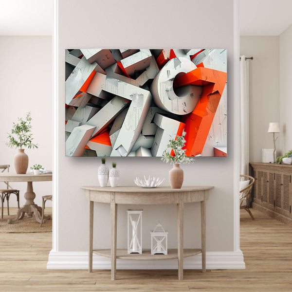 Dynamisch 3D typografie ontwerp met letters canvas