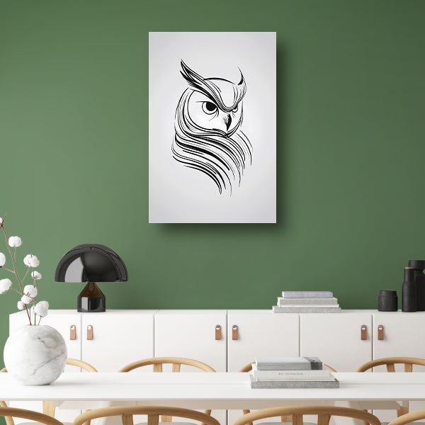 Minimalistische uil in zwart-wit lijnen poster