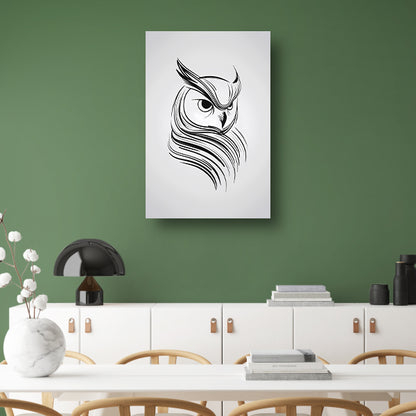 Minimalistische uil in zwart-wit lijnen poster