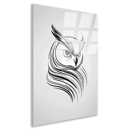 Minimalistische uil in zwart-wit lijnen acrylglas