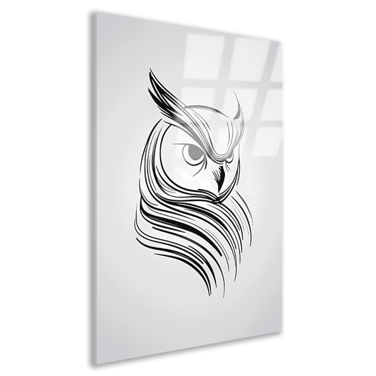 Minimalistische uil in zwart-wit lijnen acrylglas