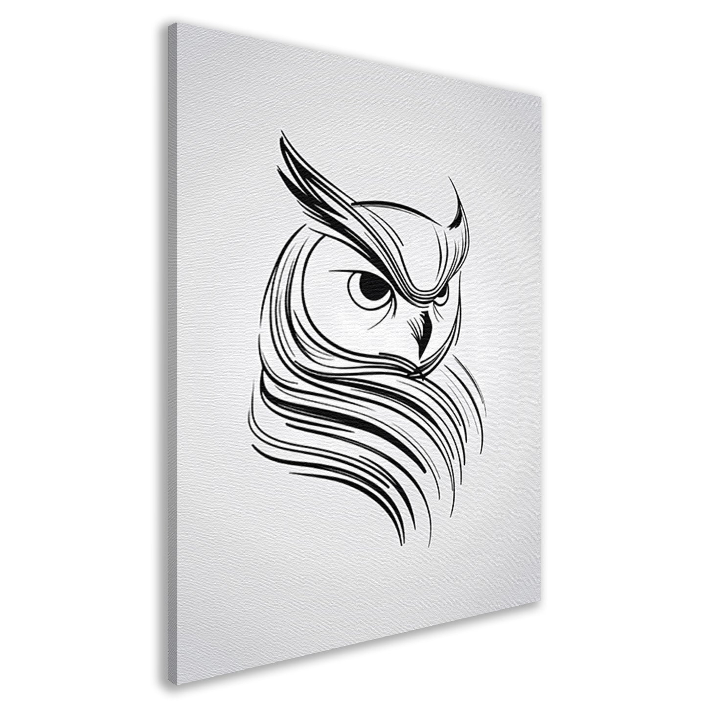 Minimalistische uil in zwart-wit lijnen canvas