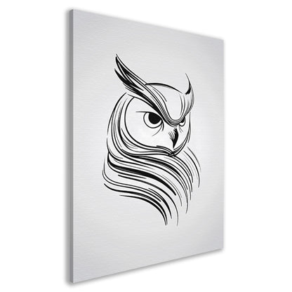 Minimalistische uil in zwart-wit lijnen canvas