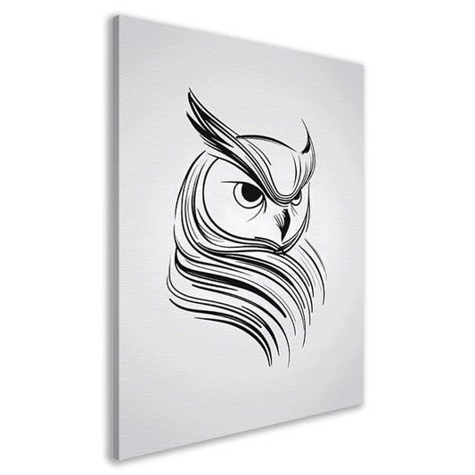 Minimalistische uil in zwart-wit lijnen canvas