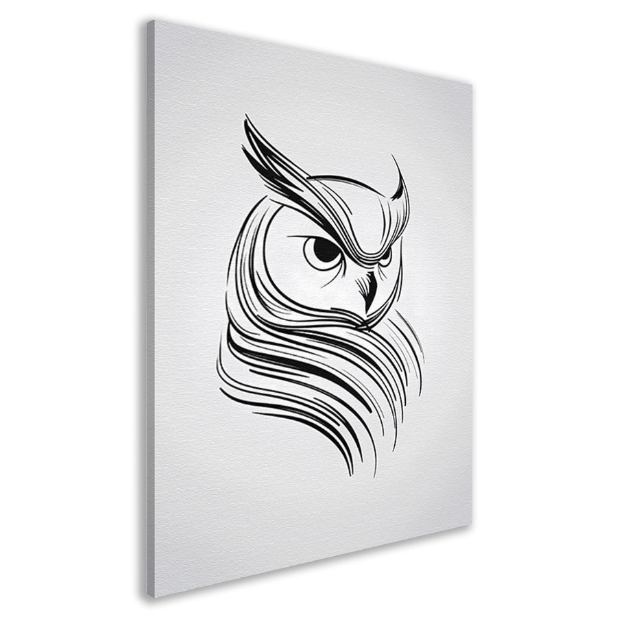 Minimalistische uil in zwart-wit lijnen canvas